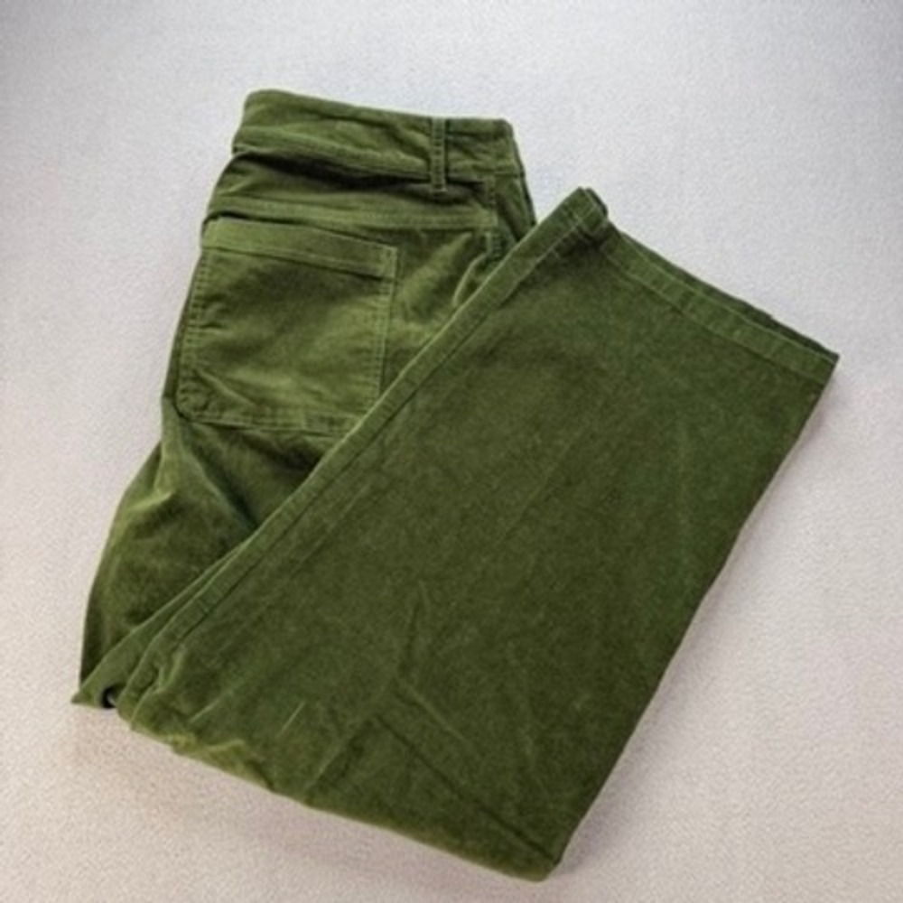 ON-34th Corduroy Wide Leg Pants Regular Fit Womens 16 Green High Rise Stretch
